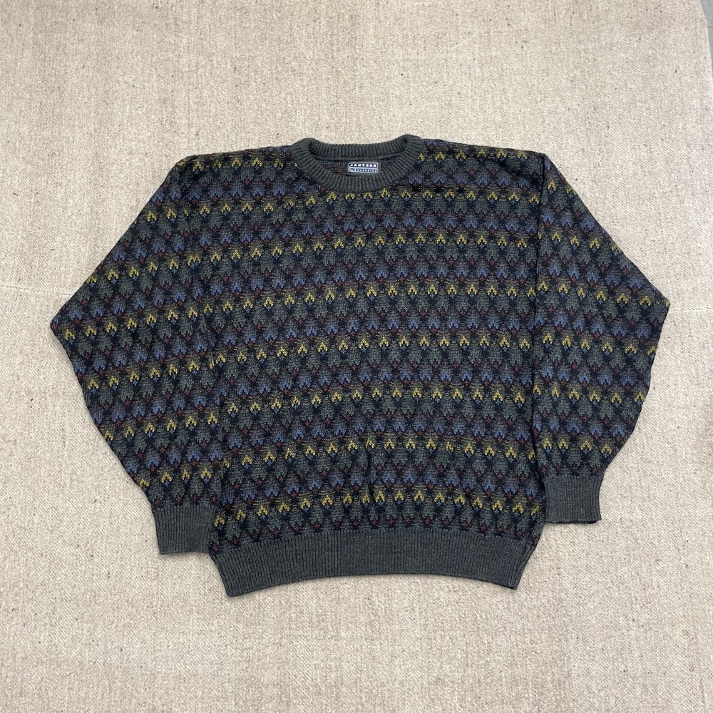 vintage Jantzen sweater mens XL brown 1990s Argyle Pattern